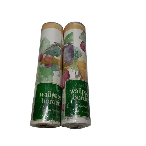 Wallies Wallpaper Border Strawberries Plums Fruit 15' Craft Supply 2 rolls